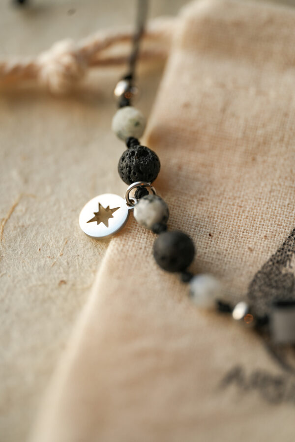 North Star silver charm detail on Polaris bracelet
