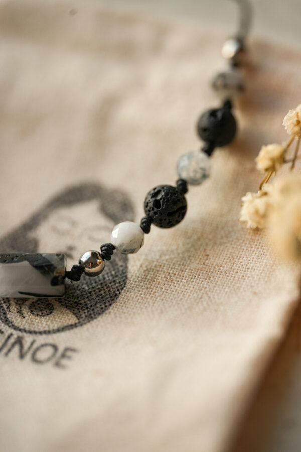 Polaris bracelet made of lava beads with silver accents
