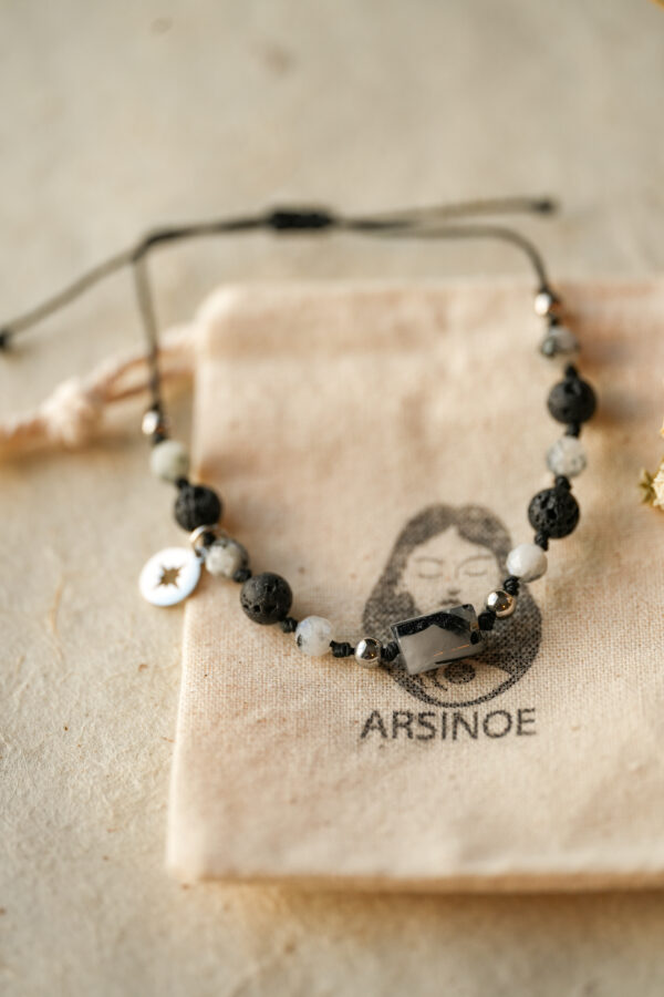 Polaris protective bracelet with tourmalinated quartz and lava stones